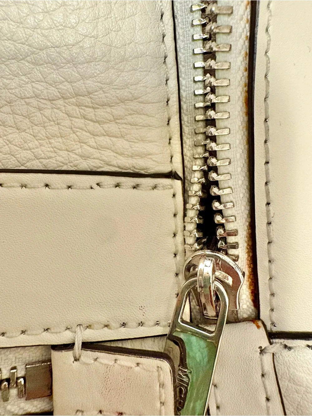 MICHAEL KORS Cream Leather Backpack with Silver Hardware